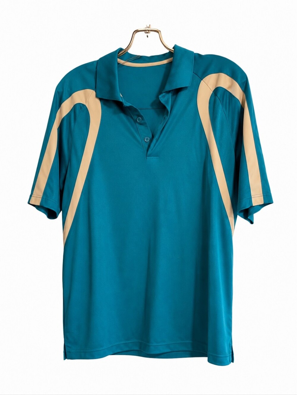 Glen Arbour Golf Polo Shirt Blue Beige Performance Short Sleeve Men's Polo